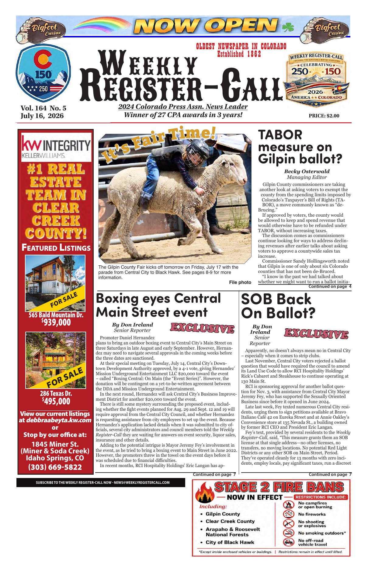 July 16, 2026 Register Call front page