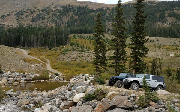 Jeeping with friends on Colorado’s scenic forest trails with awesome vistas